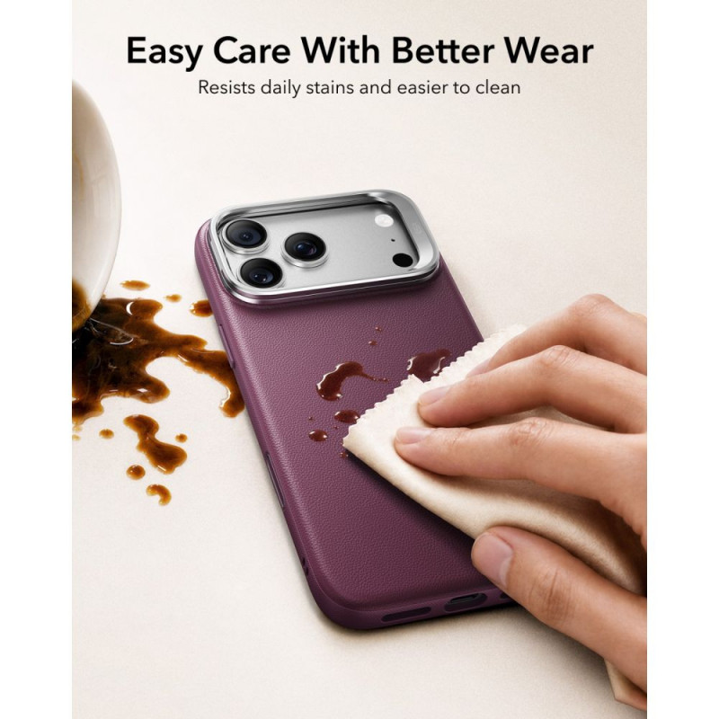 ESR Leren Kickstand MagSafe-hoesje voor Apple iPhone 17 Pro / 18 Pro, Deep Burgundy