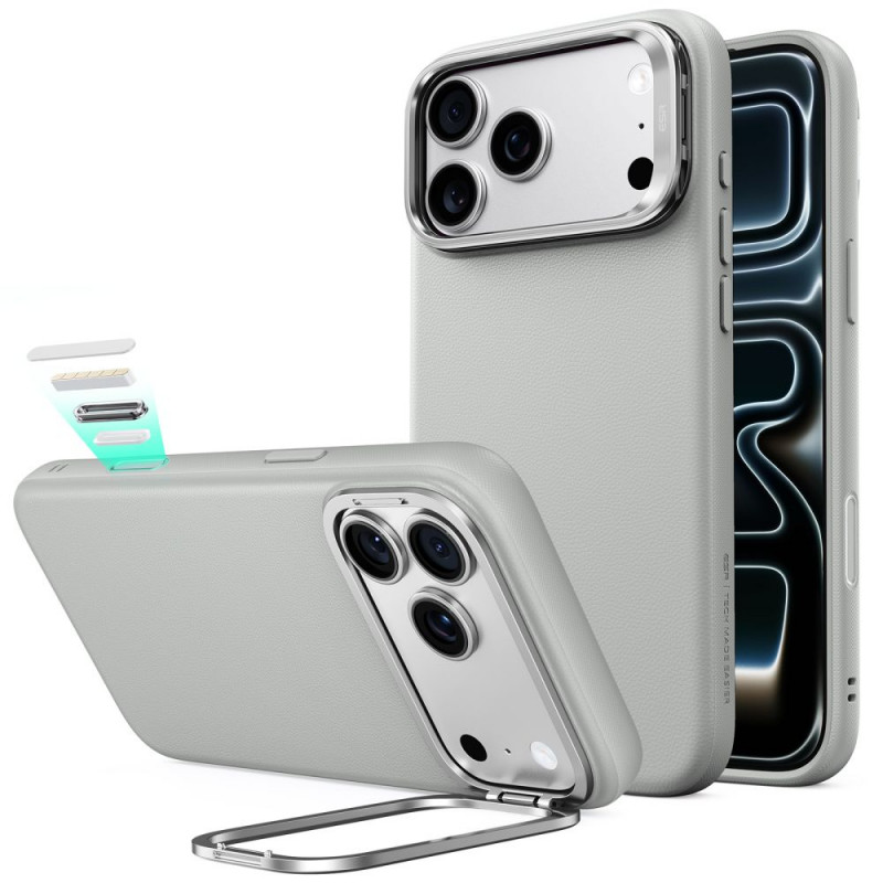 ESR Leren Kickstand MagSafe-hoesje voor Apple iPhone 17 Pro / 18 Pro, grijs