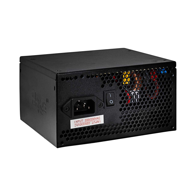 Akyga ATX-voeding 500 W AK-C2-500, semi-modulair, P4+4, 2x PCI-E 6+2 pin, 4x SATA, 2x Molex, 12 cm ventilator, 80 PLUS