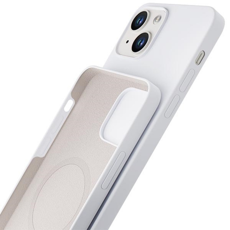 3MK Hardy Case MagSafe Apple iPhone 14 Plus / 15 Plus siliconenhoesje, wit