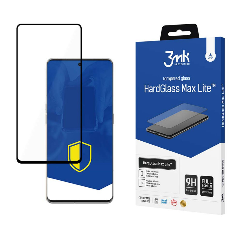 3MK HardGlass Max Lite Oppo Find X6 Pro gehard glas schermbeschermer, zwart, 3MK4884