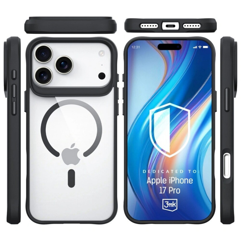3MK Satin Armor MagCase hoesje voor Apple iPhone 17 Pro, transparant zwart