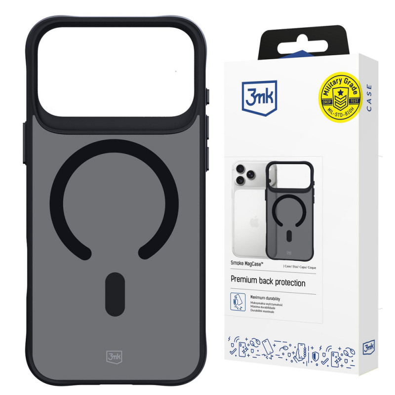 3MK Smoke MagCase hoesje voor Apple iPhone 17 Pro Max, zwart semi-transparant