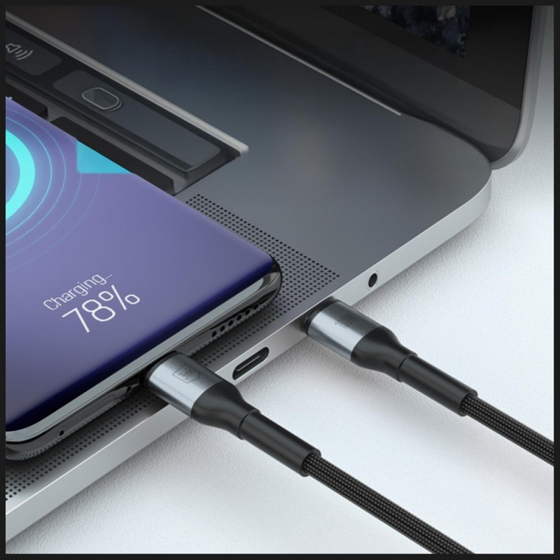 3MK Hyper Cable N-SERIES USB-C naar USB-C kabel, 3 m, 100 W, zwart
