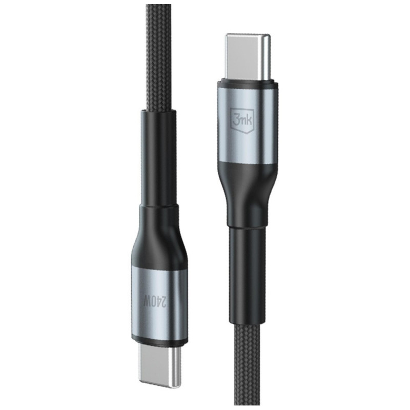 3MK Hyper Cable N-SERIES USB-C naar USB-C kabel, 1 m, 240 W, zwart