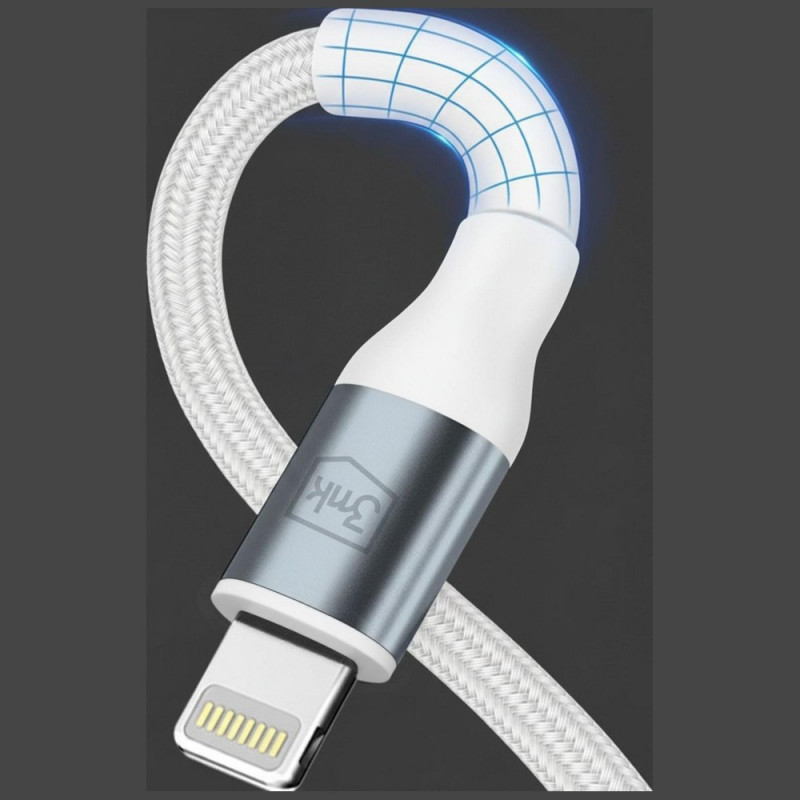 3MK Hyper Cable N-SERIES USB-C naar Lightning-kabel, 1 m, 27 W, wit