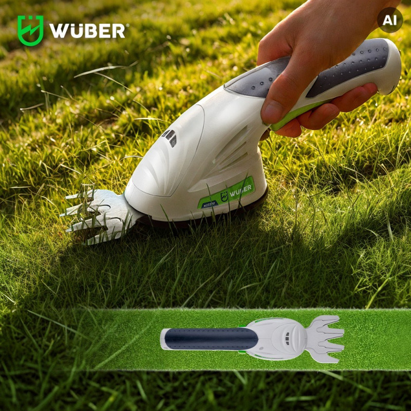 Wuber W23320 draadloze 2-in-1 heggenschaar en grastrimmer, 7,2 V, 120 mm snijlengte, USB-C