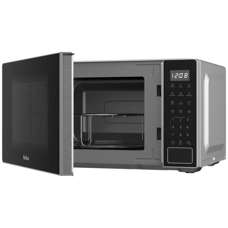 Amica MMW20E3GS Vrijstaande magnetron met grill, 20 L, zwart/zilver