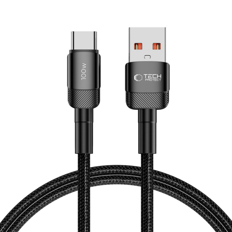 Tech-Protect UltraBoost Evo kabel USB-A / USB-C 100W 5A 100cm zwart
