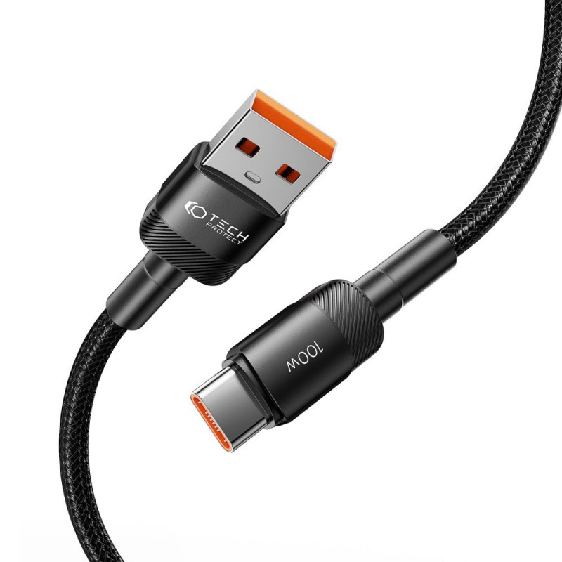 Tech-Protect UltraBoost Evo kabel USB-A / USB-C 100W 5A 100cm zwart