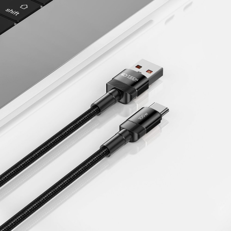Tech-Protect UltraBoost Evo kabel USB-A / USB-C 100W 5A 100cm zwart