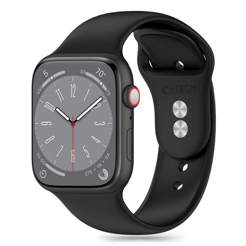 Tech-Protect siliconen band voor Apple Watch 4/5/6/7/8/9/SE en Ultra 1/2 (42/44/45/49 mm), zwart