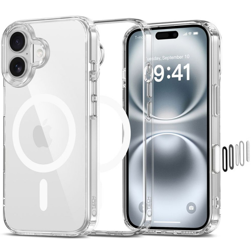 Tech-Protect Flexair Hybrid CC MagSafe Apple iPhone 16 hoesje, transparant
