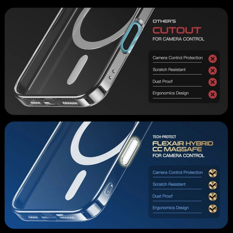 Tech-Protect Flexair Hybrid CC MagSafe Apple iPhone 16 hoesje, transparant