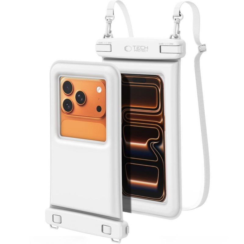 Tech-Protect UWC7 universele waterdichte drijvende hoes voor smartphones tot 6,9 inch, wit
