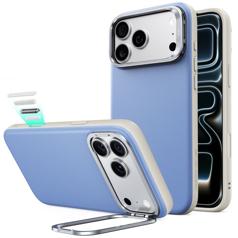 ESR Leren Kickstand MagSafe-hoesje voor Apple iPhone 17 Pro Max / 18 Pro Max, Lichtblauw