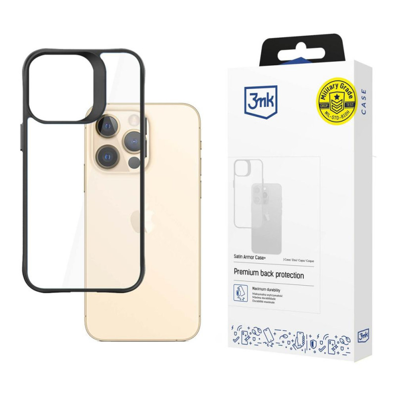 3MK Satin Armor Case+ voor Apple iPhone 13 Pro Max (3MK3503), zwart