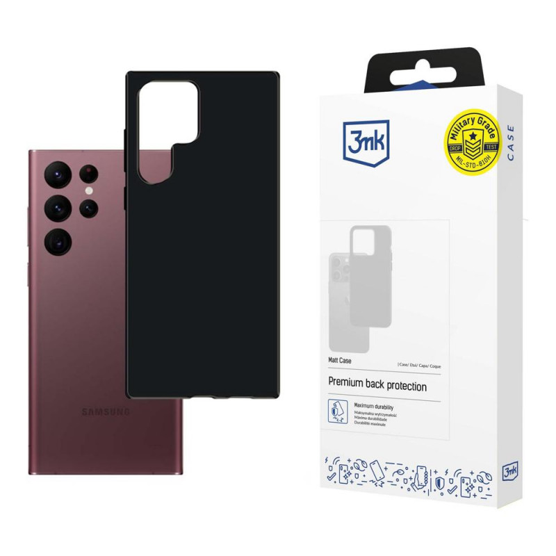 3MK Matt Case voor Samsung Galaxy S22 Ultra (3MK3448BLK), zwart
