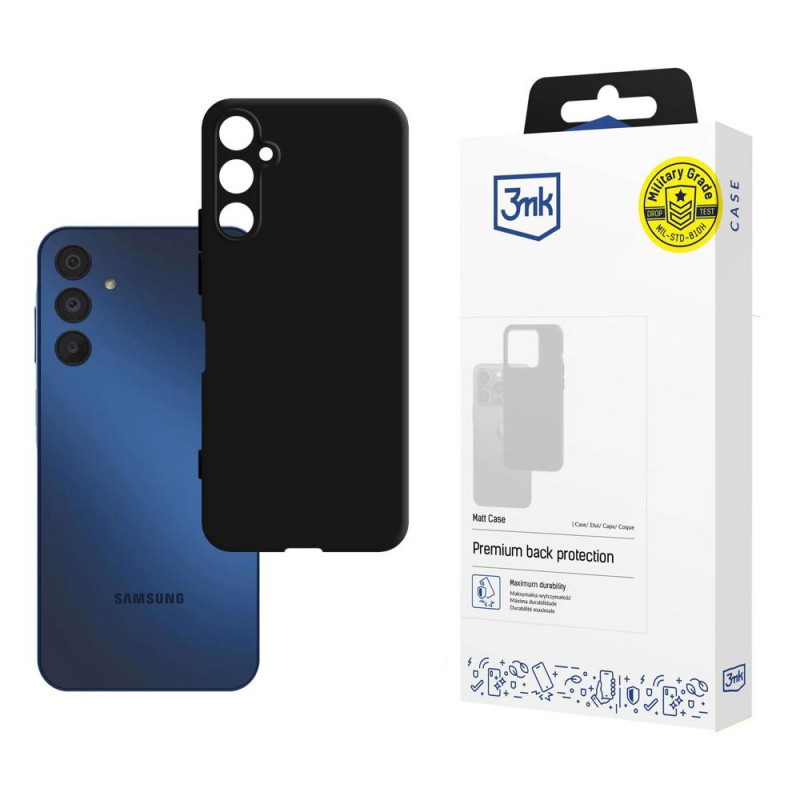 3MK Matt Case 3MK5415 voor Samsung Galaxy A15 4G / 5G, zwart