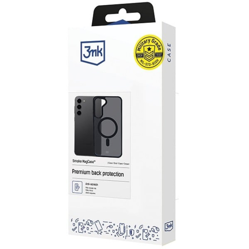 3MK Smoke MagCase met MagSafe voor Samsung Galaxy S23 5G, zwart