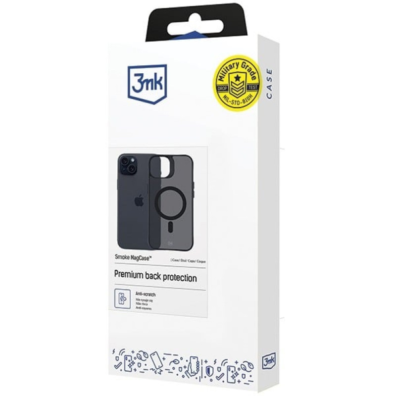 3MK Smoke MagCase met MagSafe voor Apple iPhone 15, halftransparant