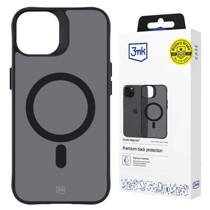3MK Smoke MagCase met MagSafe voor Apple iPhone 15 Plus, halftransparant (156048-0)