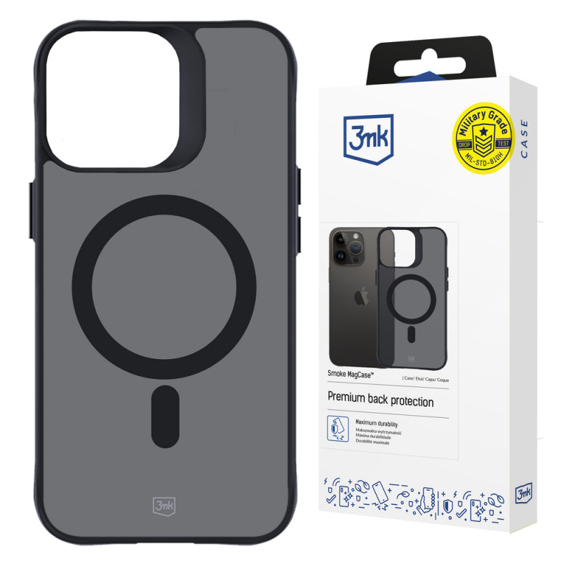 3MK Smoke MagCase met MagSafe voor Apple iPhone 15 Pro, halftransparant
