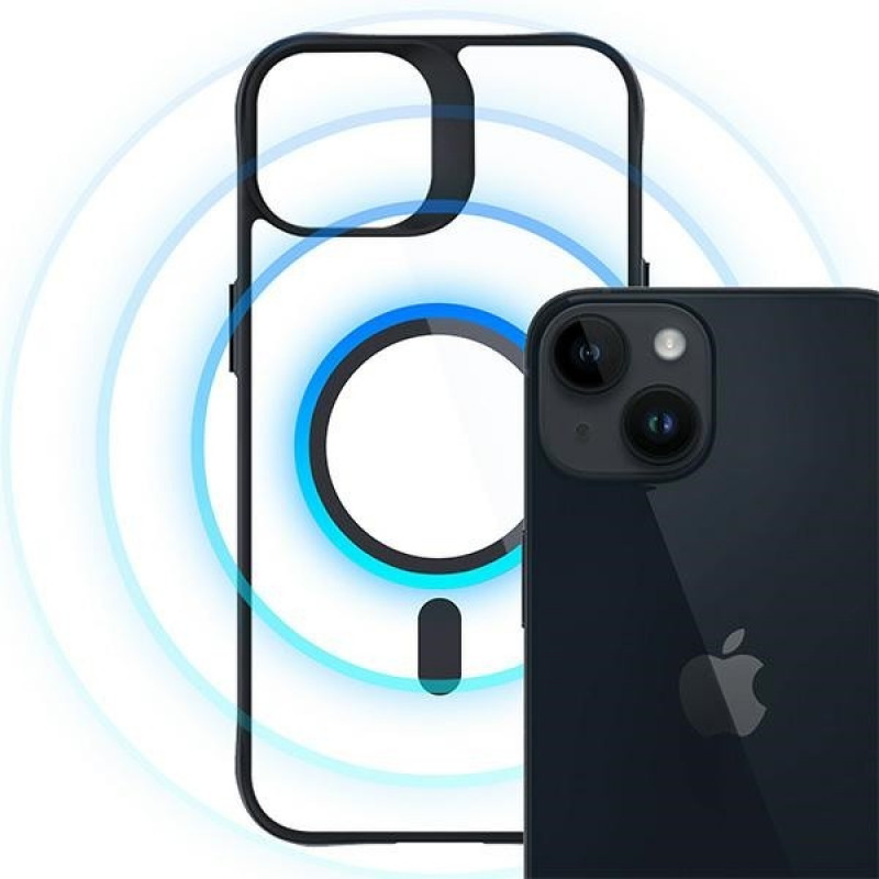 3MK Satin Armor MagCase met MagSafe voor Apple iPhone 13 / 14, transparant met zwart frame (156075-0)