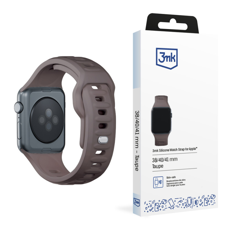 3mk siliconen horlogeband voor Apple Watch 38/40/41 mm, taupe