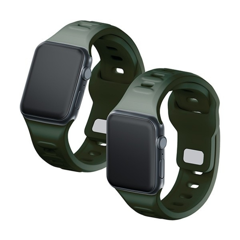 3mk siliconen horlogeband voor Apple Watch 42/44/45/49 mm, donkergroen