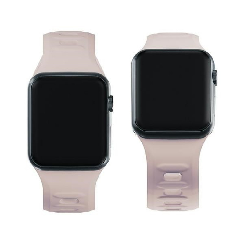 3mk siliconen horlogeband voor Apple Watch 42/44/45/49 mm, roze-beige / latte