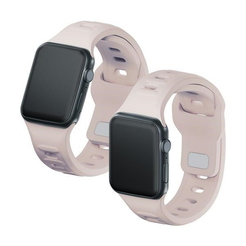 3mk siliconen horlogeband voor Apple Watch 42/44/45/49 mm, roze-beige / latte
