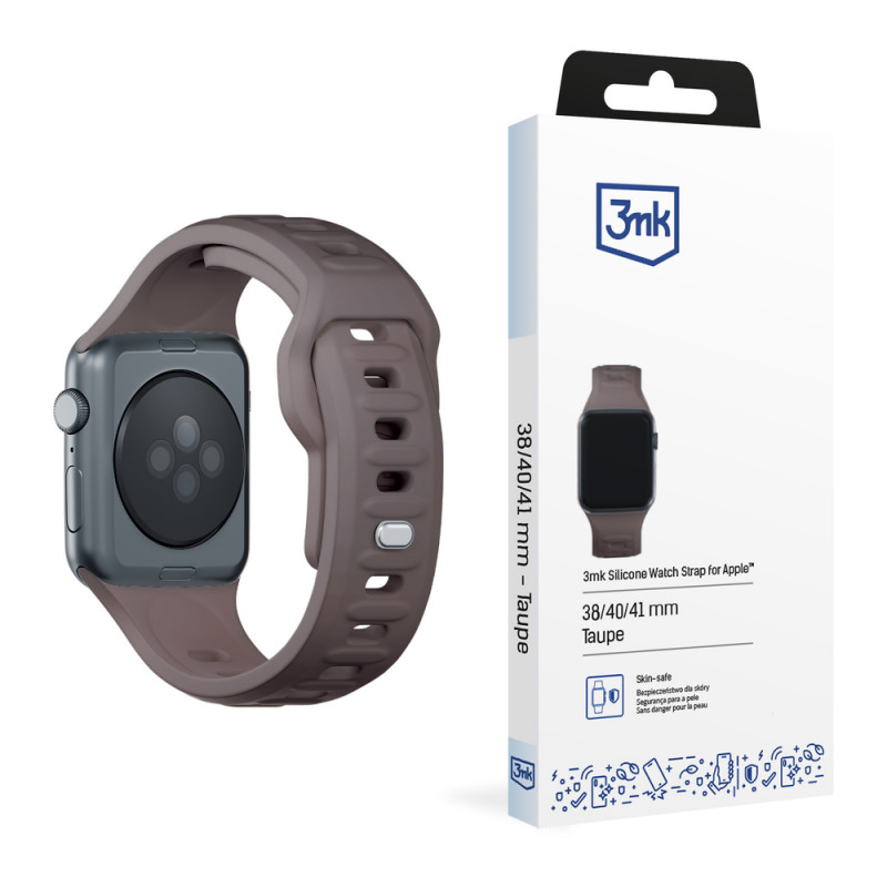 3mk siliconen horlogeband voor Apple Watch 42/44/45/49 mm, taupe