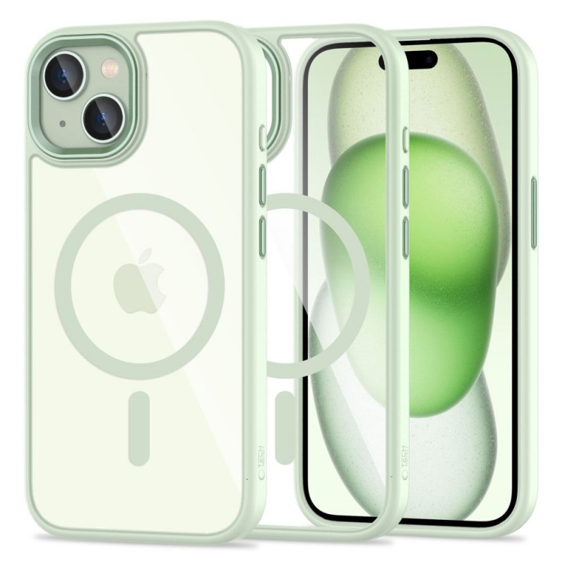 Tech-Protect MagMat MagSafe Apple iPhone 15 hoesje, groen/transparant