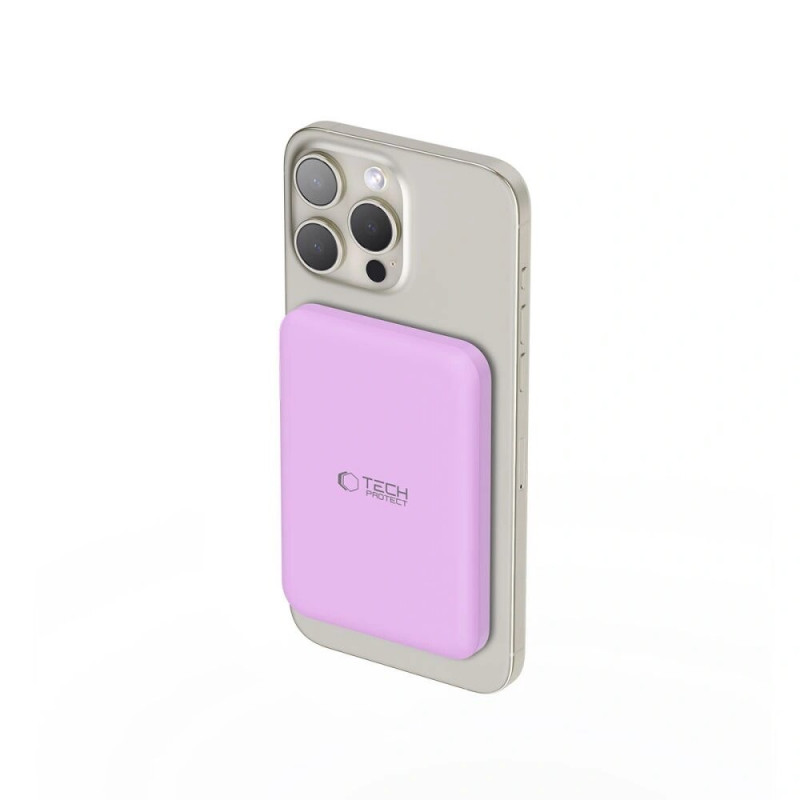 Tech-Protect PB10 LifeMag MagSafe powerbank 5000 mAh, 15 W, lila