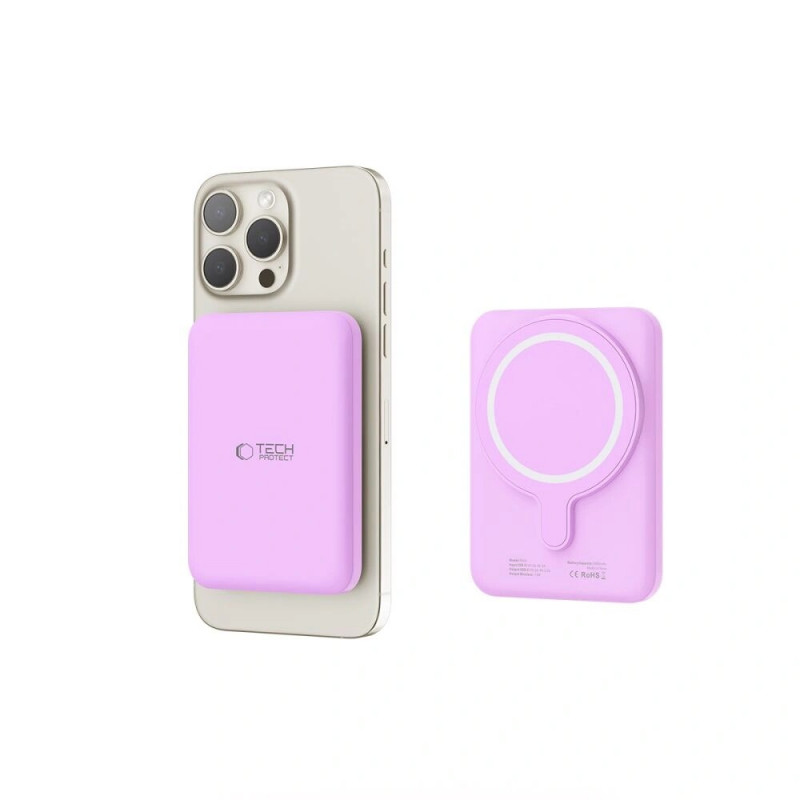 Tech-Protect PB10 LifeMag MagSafe powerbank 5000 mAh, 15 W, lila