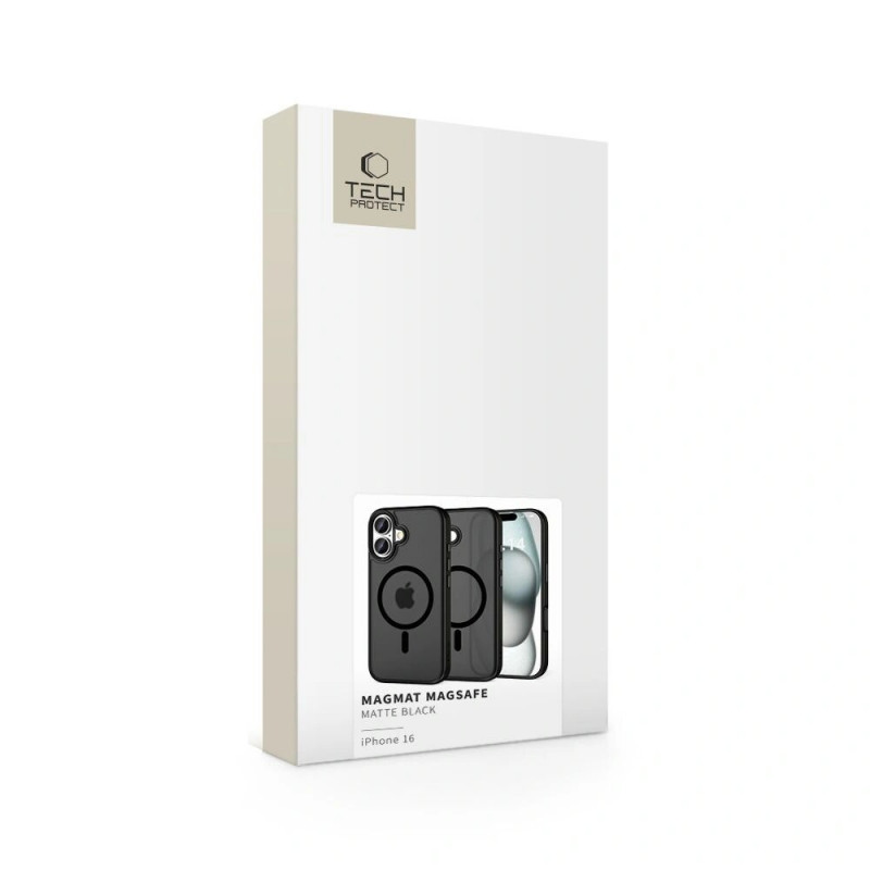 Tech-Protect MagMat MagSafe Apple iPhone 16 hoesje, mat zwart
