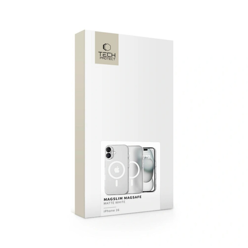 Tech-Protect MagSlim MagSafe Apple iPhone 16 hoesje, mat/wit