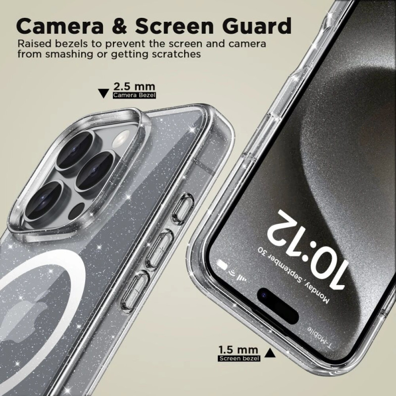 Tech-Protect Flexair Hybrid MagSafe-hoesje voor Apple iPhone 16 Pro Max, glitter