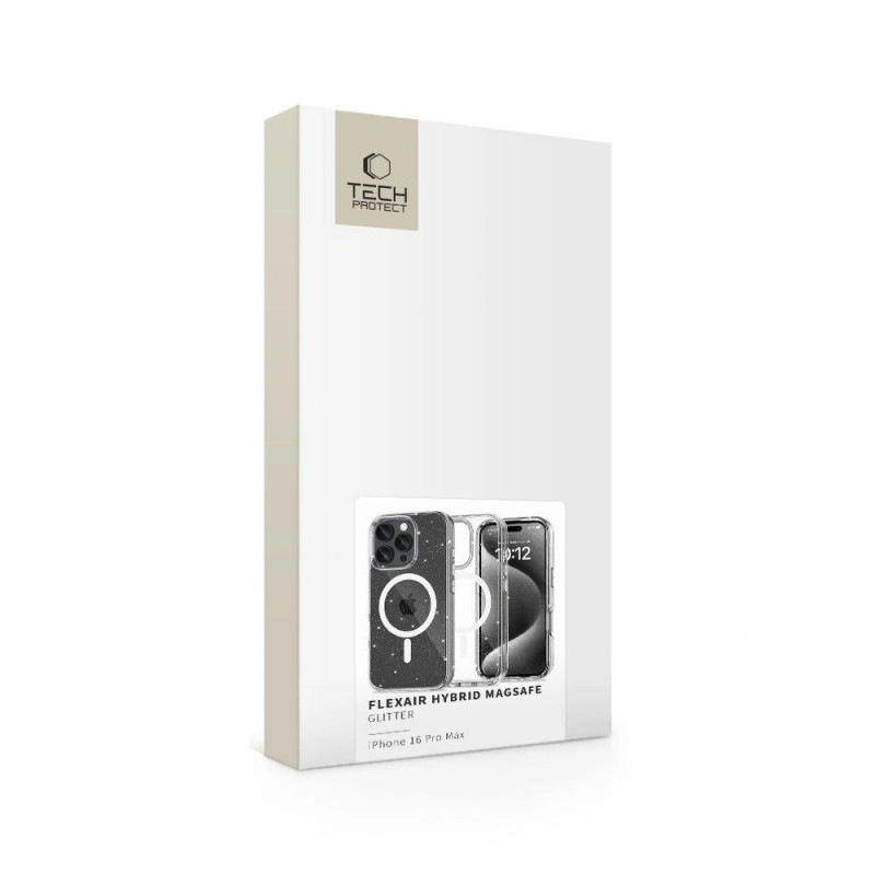 Tech-Protect Flexair Hybrid MagSafe-hoesje voor Apple iPhone 16 Pro Max, glitter