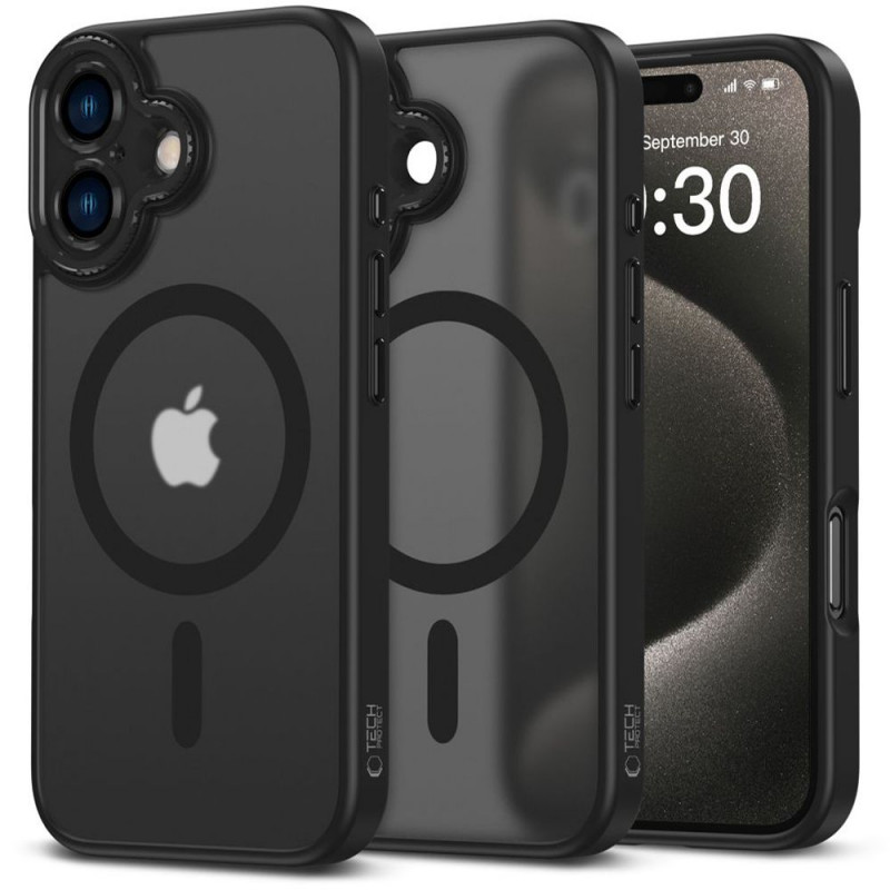 Tech-Protect MagCam MagSafe-hoesje voor Apple iPhone 16, mat zwart