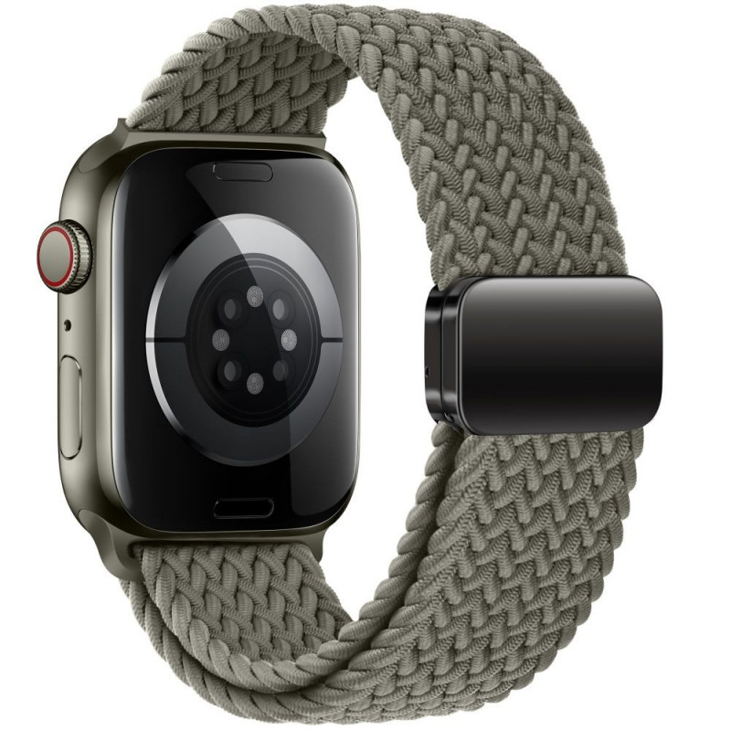 Tech-Protect Nylonmag-band voor Apple Watch 4/5/6/7/8/9/SE/Ultra 1/2, 42/44/45/49 mm, olijfgrijs