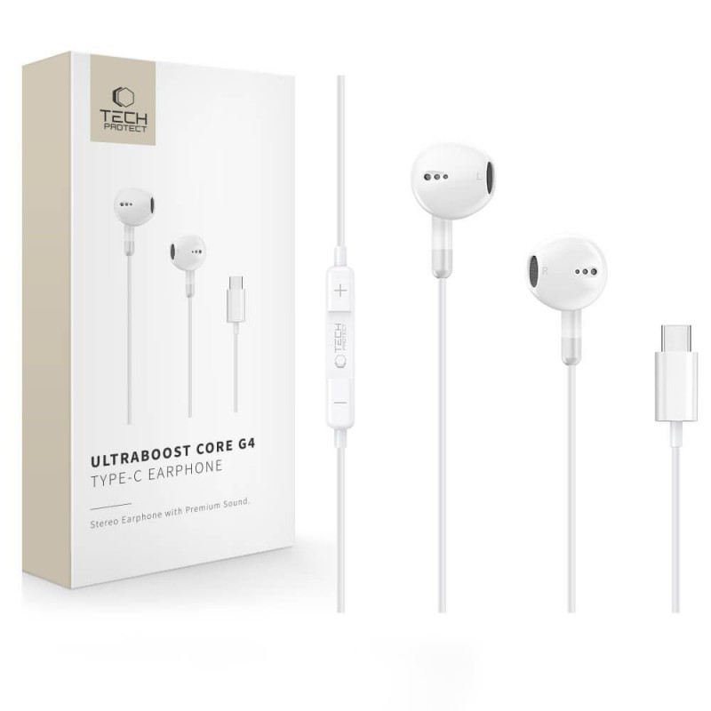 Tech-Protect Ultraboost Core G4 USB-C bedrade oordopjes, wit