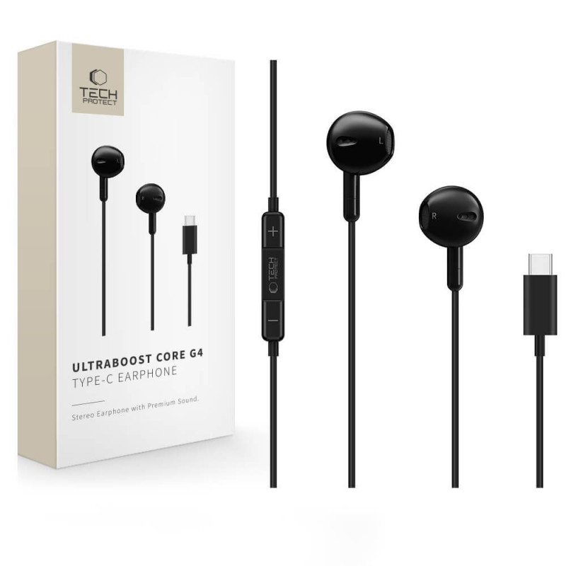 Tech-Protect Ultraboost Core G4 USB-C bedrade oordopjes, zwart