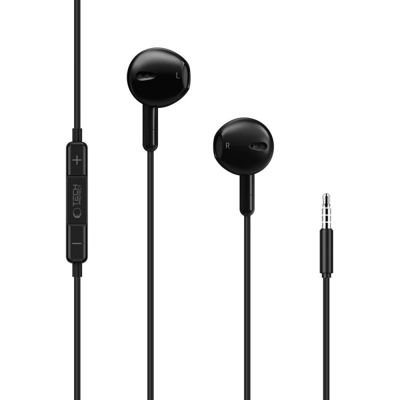 Tech-Protect Ultraboost Core G4 Mini Jack 3,5 mm bedrade oordopjes, zwart