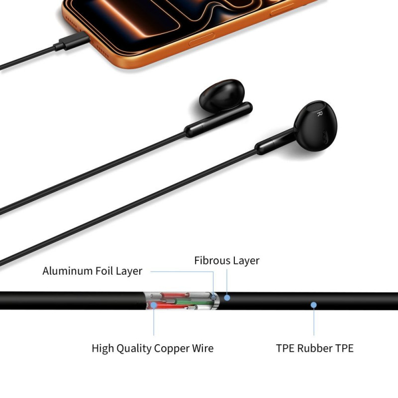 Tech-Protect Ultraboost Core G4 Mini Jack 3,5 mm bedrade oordopjes, zwart