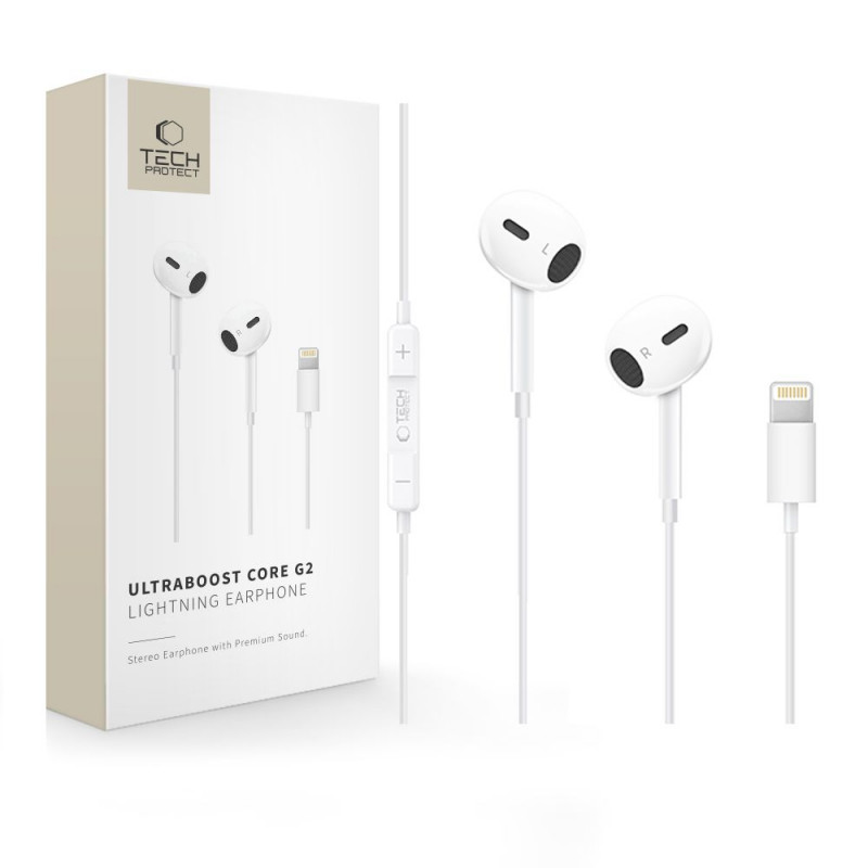 Tech-Protect Ultraboost Core G2 Lightning bedrade oordopjes, wit (THP4681)