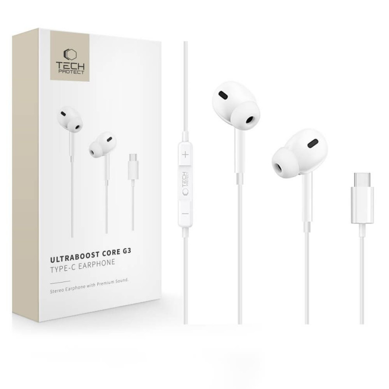 Tech-Protect Ultraboost Core G3 USB-C bedrade oordopjes, wit