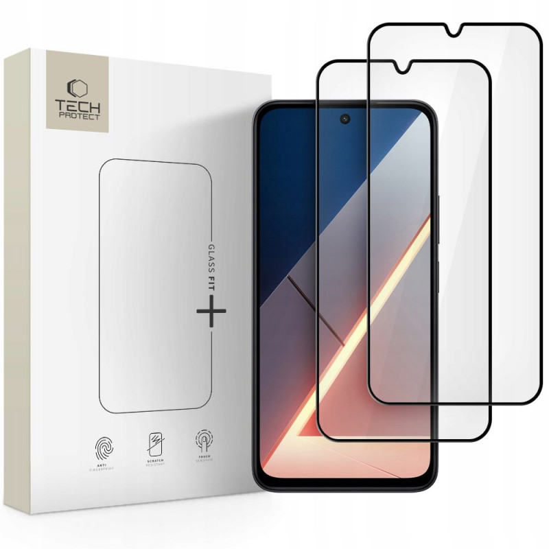 Tech-Protect Glass Fit+ gehard glas voor Xiaomi Poco M7, zwart (2 stuks)