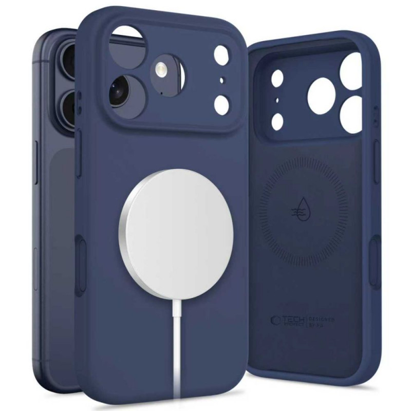 Tech-Protect Siliconen MagSafe-hoesje voor Apple iPhone 17 Pro Max, Deep Blue